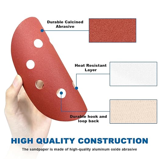 5 Inch 8 Hole Sanding Discs, Round Aluminum Oxide Sand Paper Discs - Image 4