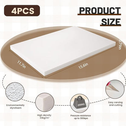Gvereld High Density XPS Foam Board, 4 Pack 15.6x11.7x0.79in Polystyrene Craft - Image 3