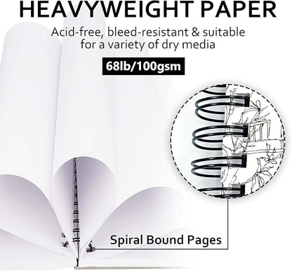 JOY SPOT! 5.5x8.5 Inch Sketch Book, 200 Sheets, Spiral Bound Artist Sketch Pad - Image 2