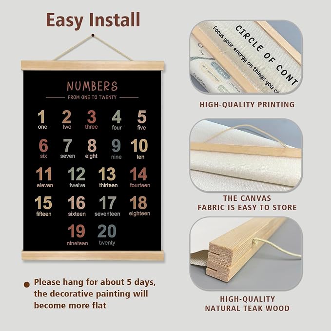 Alphabet and Numbers Wall Chart Set of 2, Kids Educational Posters, ABC and - Image 6