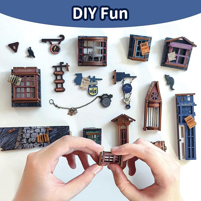 DIY Book Nook Kit, Dollhouse Booknook Bookshelf Insert Decor, 3D Wooden Puzzles - Image 3