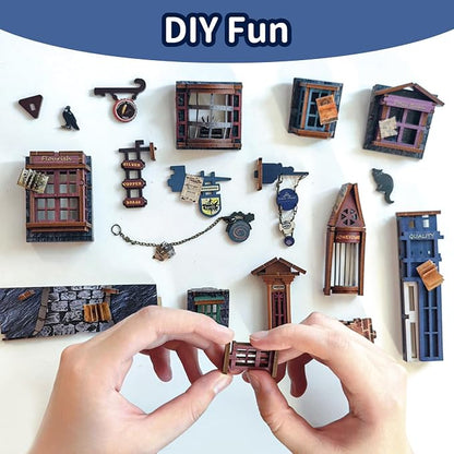 DIY Book Nook Kit, Dollhouse Booknook Bookshelf Insert Decor, 3D Wooden Puzzles - Image 3