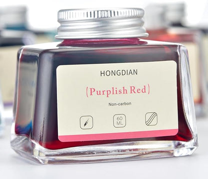 Hongdian Fountain Pen Bottled Ink Purplish Red Color, 60ml Non Carbon Inkwell - Image 4
