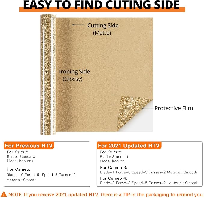 HTVRONT Champagne Glitter HTV Vinyl - Image 6