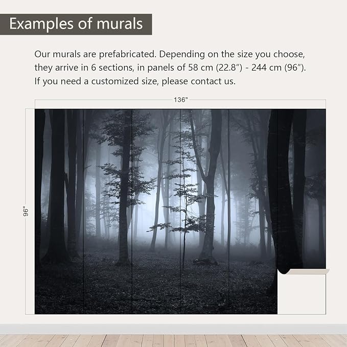 AFZEVEB-Foggy Dark Forest Wallpaper Landscape Tree Wall murals - Image 3