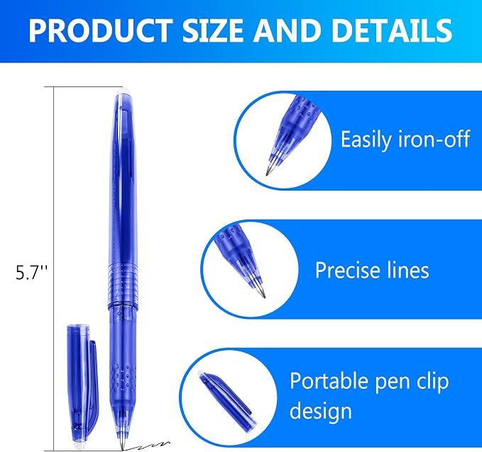 12pcs Heat Erasable Pens for Fabric Marking - Image 2