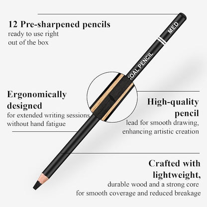 Charcoal Pencils for drawing, Charcoal Drawing Pencils, Art Supplies for Artist - Image 3