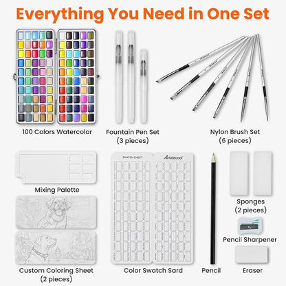 Watercolor Paint Set, 100 Colors, Travel Water Colors kit - Image 2
