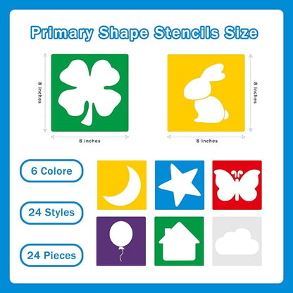 24 Pieces Stencils for Kids, Large Drawing Stencils Chalk Template, 8 Inches - Image 2