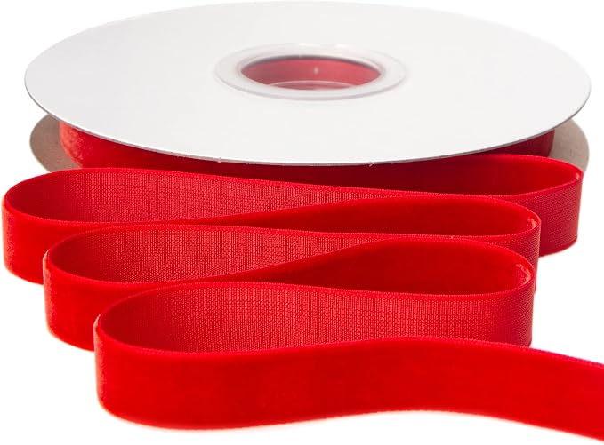 Ribbli Polyester Red Velvet Ribbon, 5/8 Inches Continuous10-Yard Spool by Ribbli