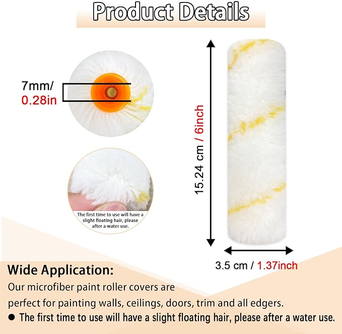 15 Pcs Paint Roller Cover with 2 Frame Set, 6 inch Microfiber Roller Covers - Image 2