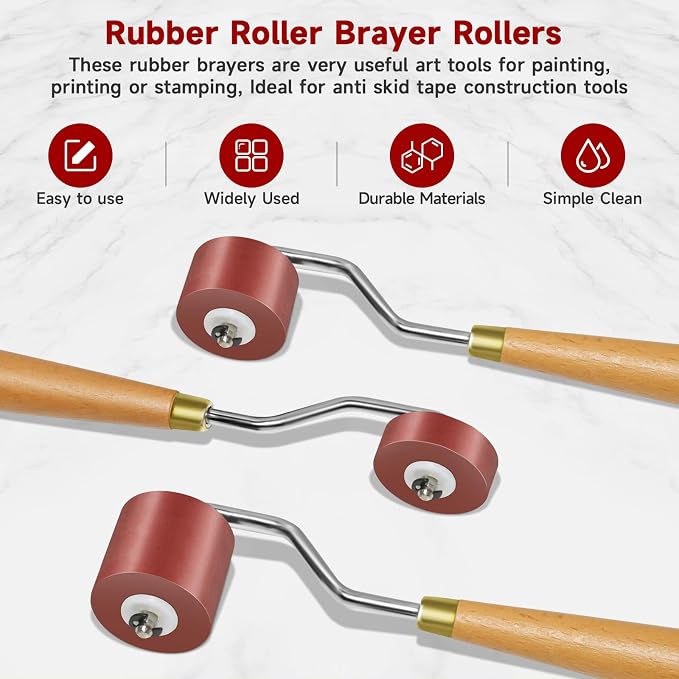 3pcs Rubber Rollers Brayer - Image 5