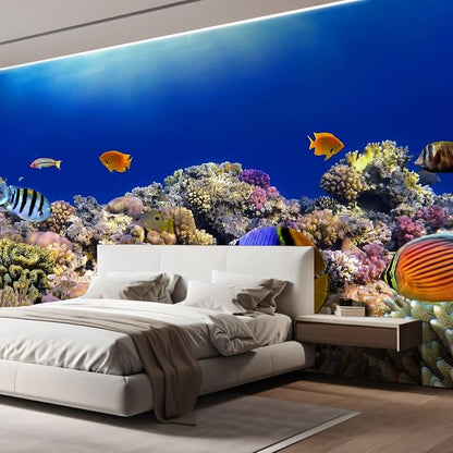 wall26 Removable Wall Sticker/Wall Mural Tropical Blue Fish Coral Reef Ocean - Image 4