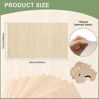 10 Pack Basswood Sheets 1/8x12x20 Inch, Unfinished Wood - Image 2