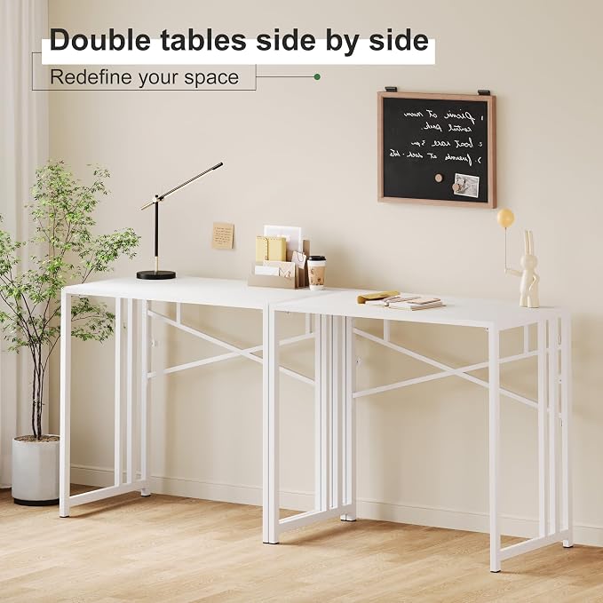 Small Folding Desk 35 inch, No Assembly Required Narrow Office Desk, Writing - Image 8