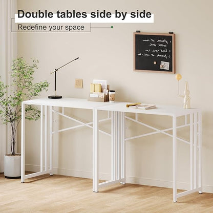Small Folding Desk 35 inch, No Assembly Required Narrow Office Desk, Writing - Image 8