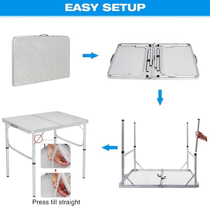 RedSwing Aluminum Folding Table 3 Feet Adjustable Height, Lightweight and - Image 8