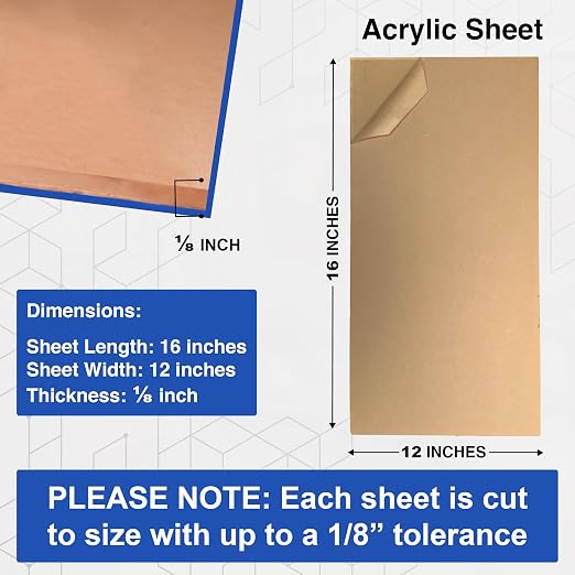 Duco USA-Made Clear Cast Acrylic Sheet 1/8 Inch Thick 12" x 16" - Image 2