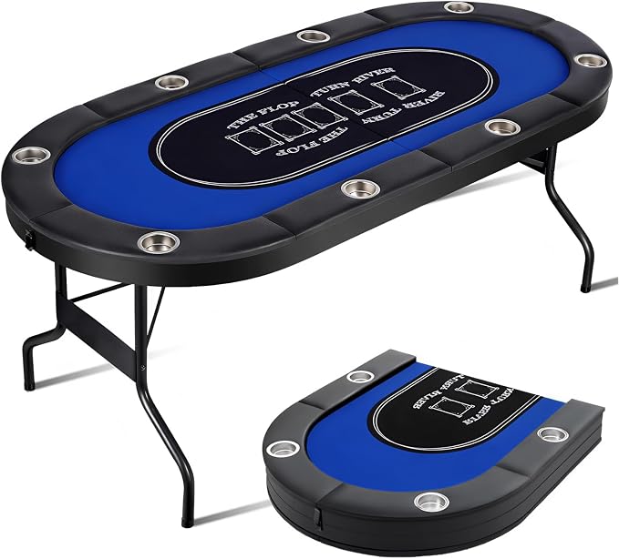 Folding Poker Table, 8 Player Portable Design by Unknown