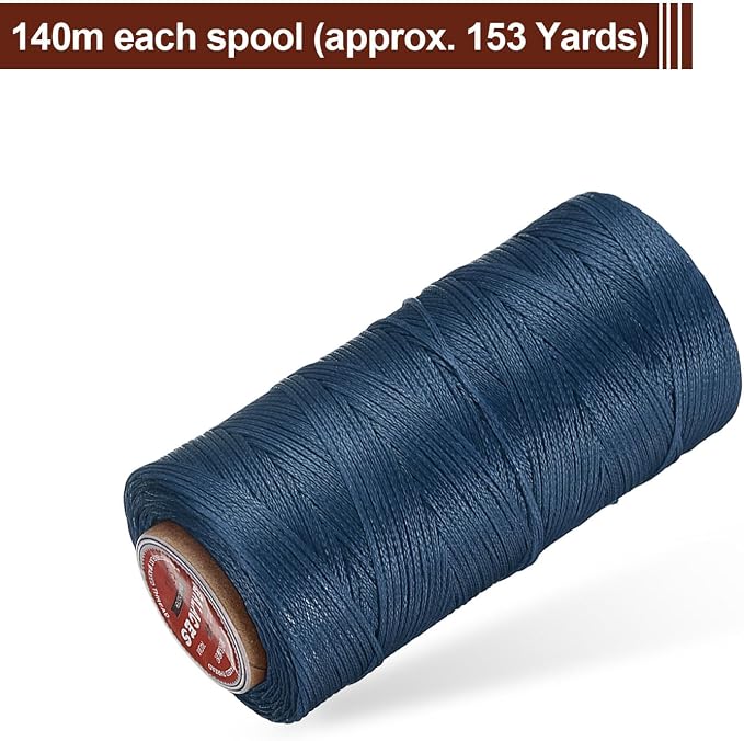 uxcell Flat Leather Sewing Waxed Thread, 140m / 153 Yards Polyester Wax String - Image 3