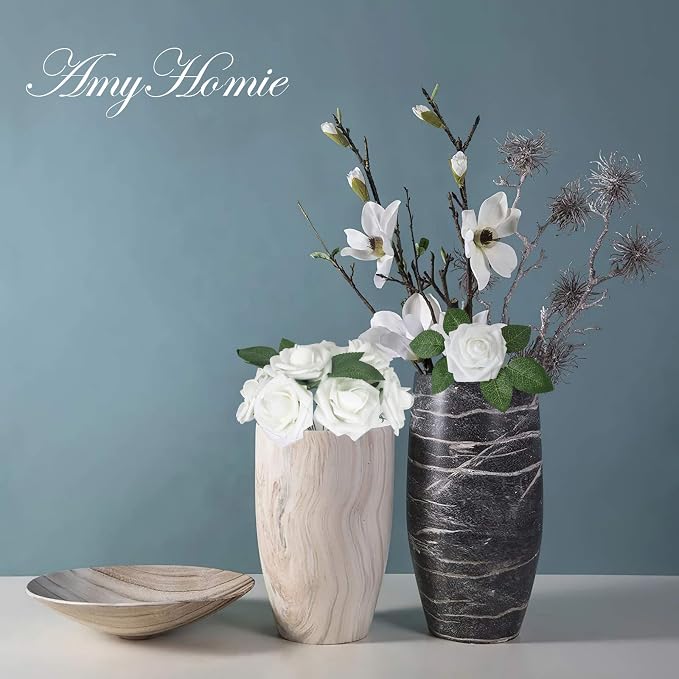 AmyHomie Artificial Flower 50pcs Real Looking Fake Roses w/Stem - Image 2