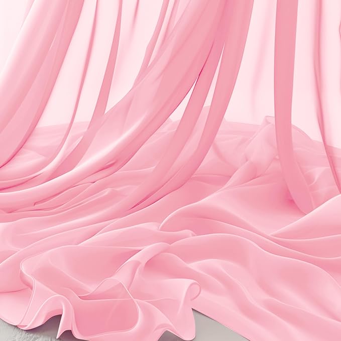 Horbaunal Light Pink Chiffon Fabric by The Yard, 10 Yard Continuous Sheer by Horbaunal