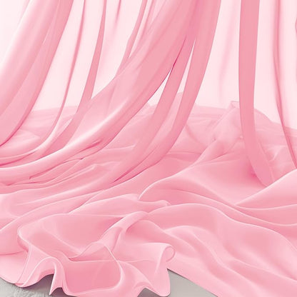 Horbaunal Light Pink Chiffon Fabric by The Yard, 10 Yard Continuous Sheer by Horbaunal