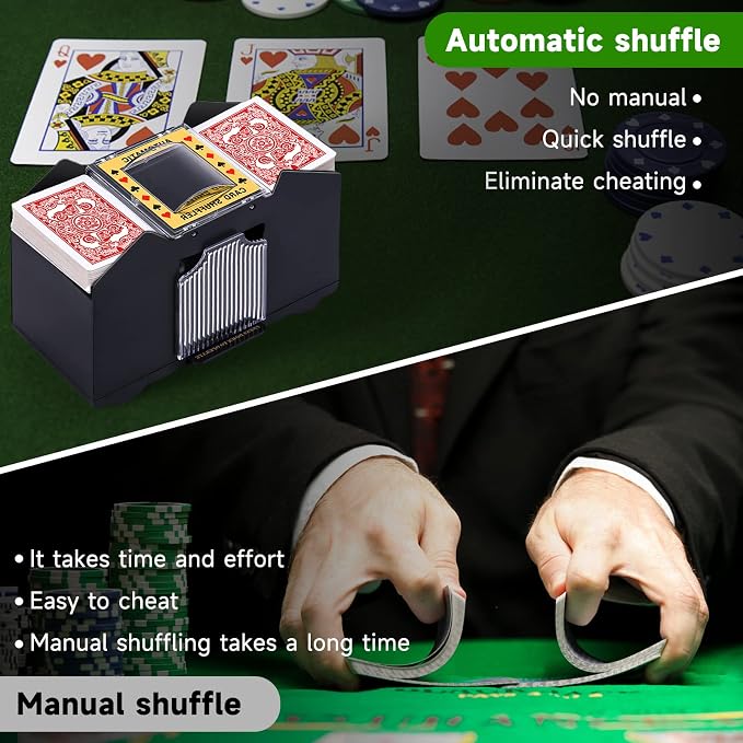 Unniweei Automatic Card Shuffler, Battery-Operated Electric Shuffler, Casino - Image 3