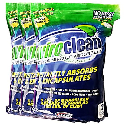 5 LB - Absorbs up to 180 LBS! Spill Absorbent & Encapsulant by Nviroclean
