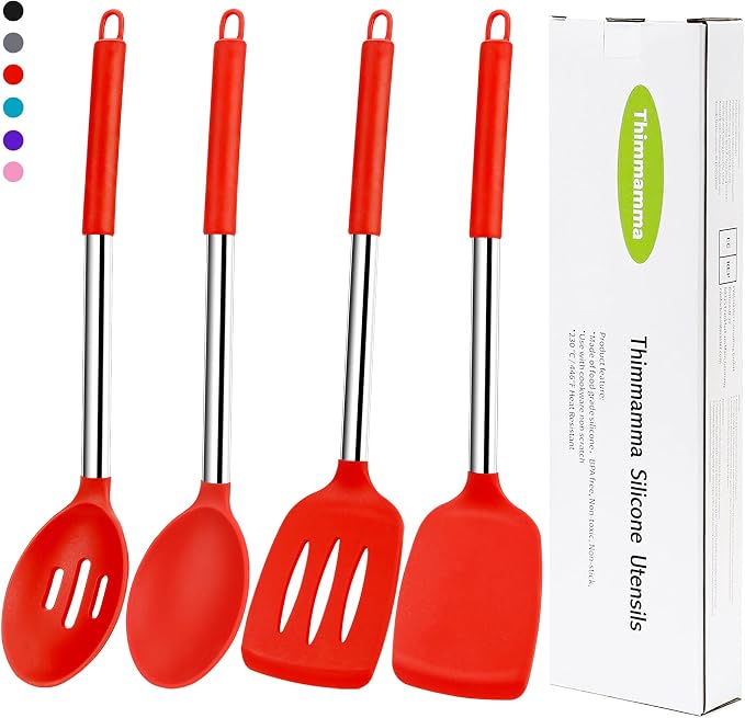 Silicone Spatula Spoon Set, BPA Free Kitchen Turners by Thimmamma