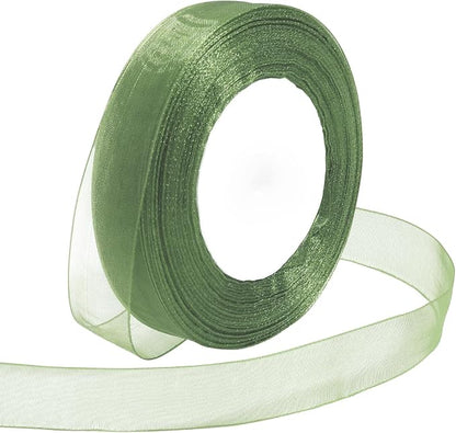 Ribbon for Gift Wrapping 3/4 inch Sage Green Sheer Organza Ribbon for Flower by Loomeshribbonforcrafts%EF%BC%81