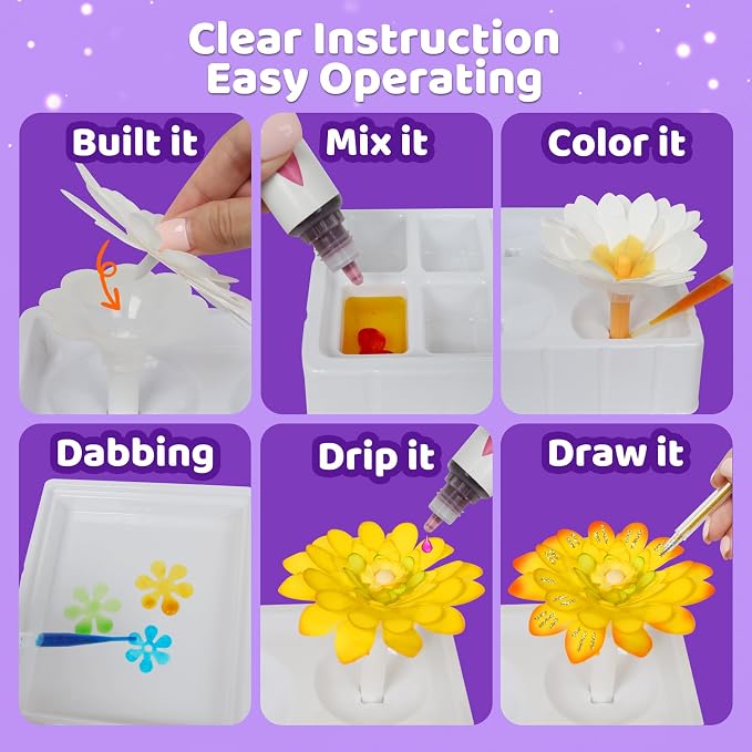 Arts and Crafts for Kids, Paper Flowers Science Kit Magic Dyeing Flowers - Image 5