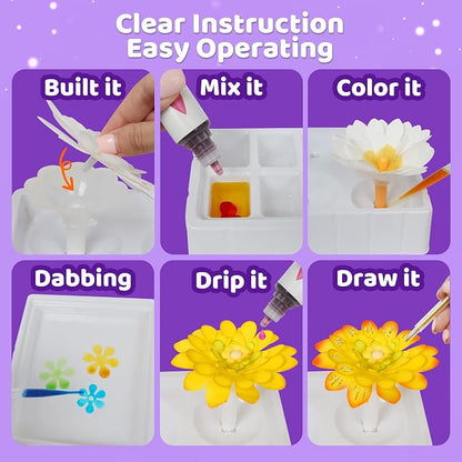 Arts and Crafts for Kids, Paper Flowers Science Kit Magic Dyeing Flowers - Image 5
