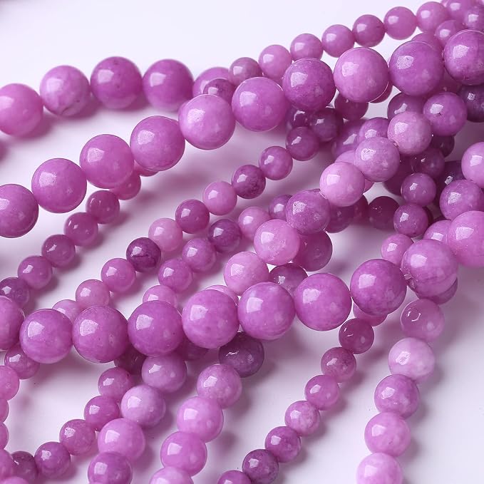 48PCS 8MM Purple Jade Beads Stone Beads Energy Healing Beads - Image 3