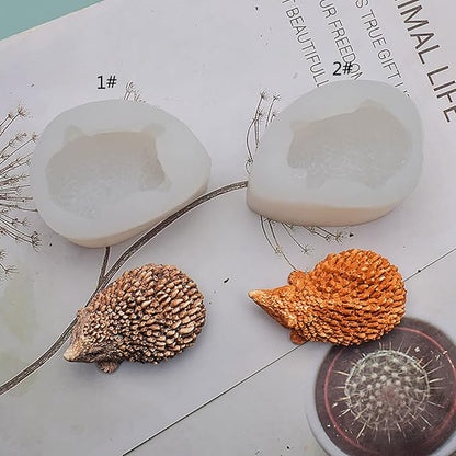 Cute 3D Hedgehog Scented Candle Mold 2 Pack Hedgehog Mold Silicone Mold - Image 2
