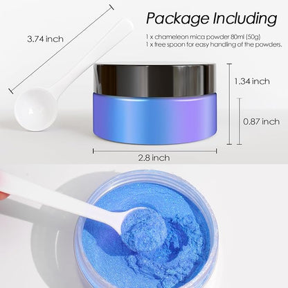 Ceya Highly Chameleon Mica Pigment, 1.8oz/ 50g Blue Starry Sky Chrome Powder - Image 4