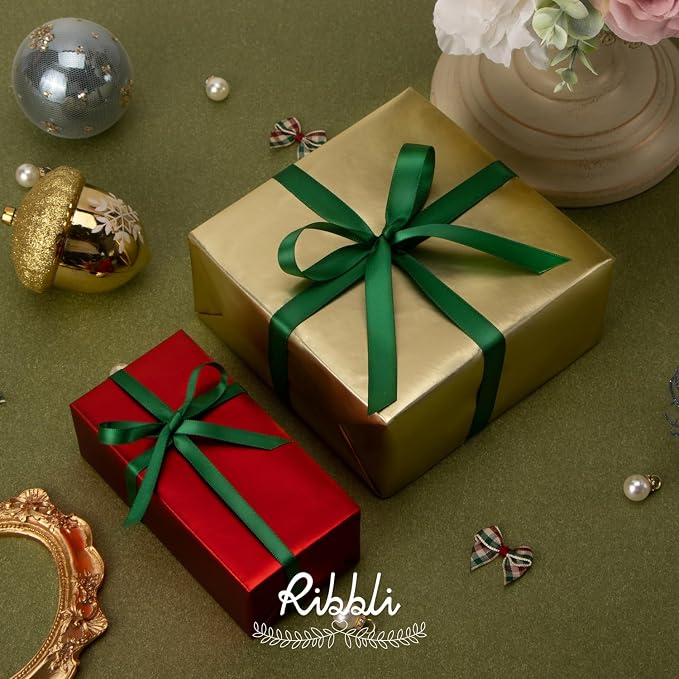 Ribbli Forest Green Satin Ribbon Double Faced Satin 1/2 Inch x Continuous 100 - Image 3
