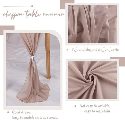 5 Packs Champagne Chiffon Table Runner 30 x 120 Inches Sheer Table Runner 10ft - Image 3