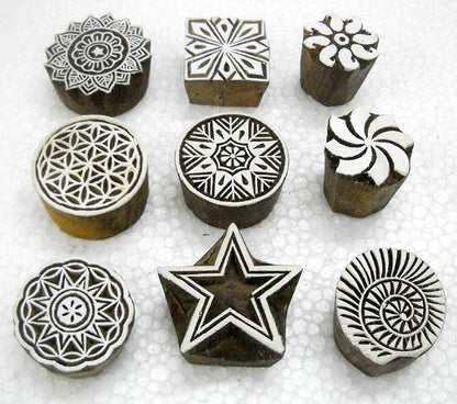 Wholesale Lot of Nine Beautiful Wooden Block Stamps/Tattoo/ 100% Handcarved - Image 2