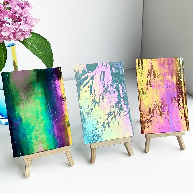 ILLUCKAI12 Sheets Iridescent Stained Glass Sheet, 4 x 6 inch Rainbow Iridized - Image 3