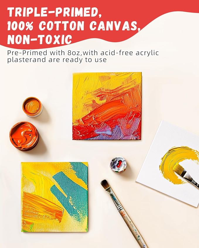Simetufy Mini Canvas Boards for Painting 12 Pack 4x4inch, Watercolor - Image 3