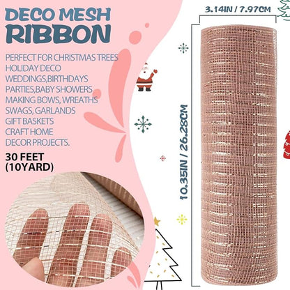 Anivia Deco Mesh Ribbon, 10inch x 30 Feet Each Roll Metallic Foil Mesh Ribbon - Image 2