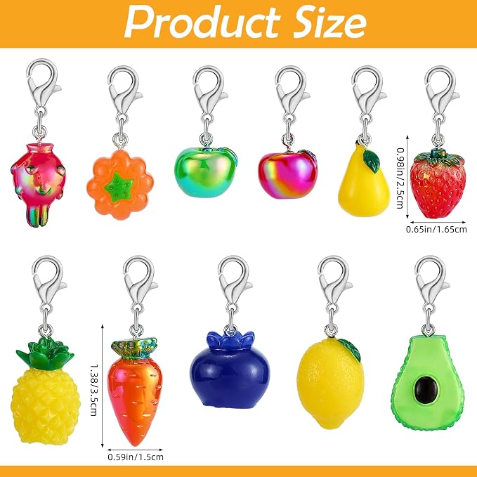 BEEFLYING 11Pcs Fruit Stitch Marker Charms - Image 2