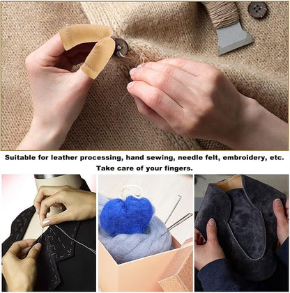 2 Pairs Leather Finger Protector Needle Felting Knitting Finger Thimble Guards - Image 7