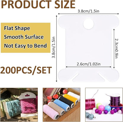 200 PCS Embroidery Floss Bobbins, Plastic Embroidery Floss Organizer, Thread - Image 2