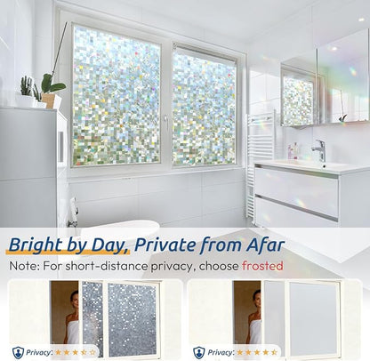 rabbitgoo Stained Glass Window Privacy Film Mosaic Pattern, Frosted Glass - Image 4