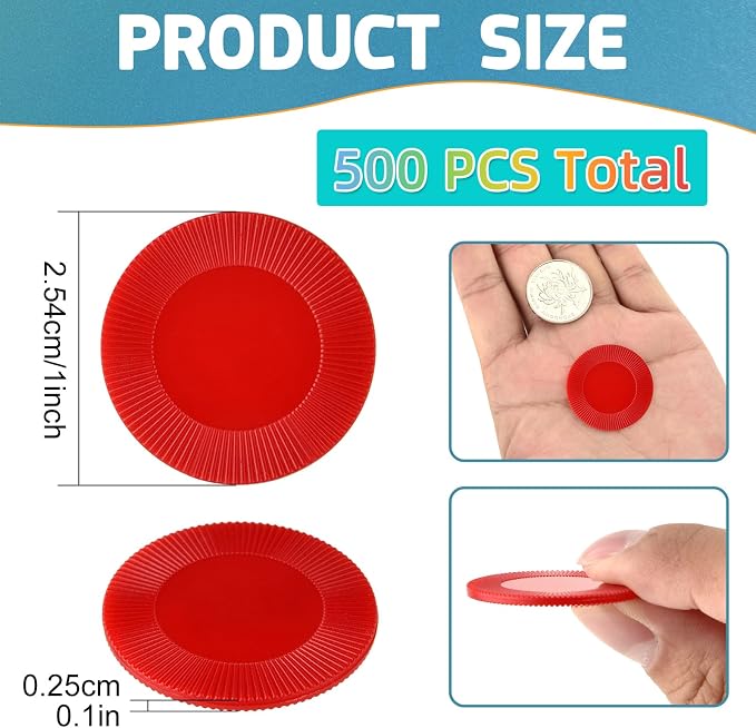 Coopay 500 Pieces Plastic Poker Chips, 1 Inch Bingo Chips Bulk Learning - Image 2