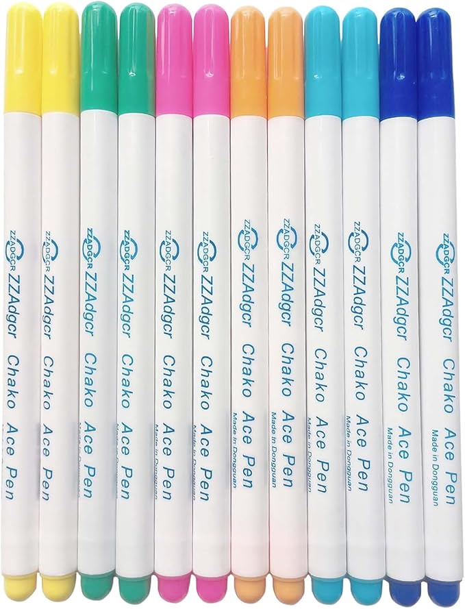 12 pcs Water-Erasable Fabric Pen Set by Unknown