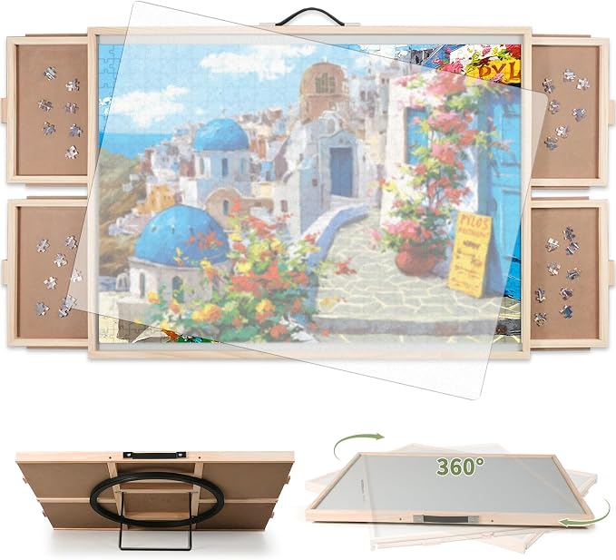 1500 Pieces 2-in-1 Tilting & Rotating Puzzle Board, Portable Puzzle Table by Unknown