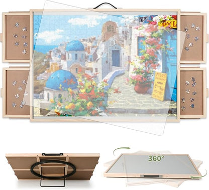 1500 Pieces 2-in-1 Tilting & Rotating Puzzle Board, Portable Puzzle Table by Unknown
